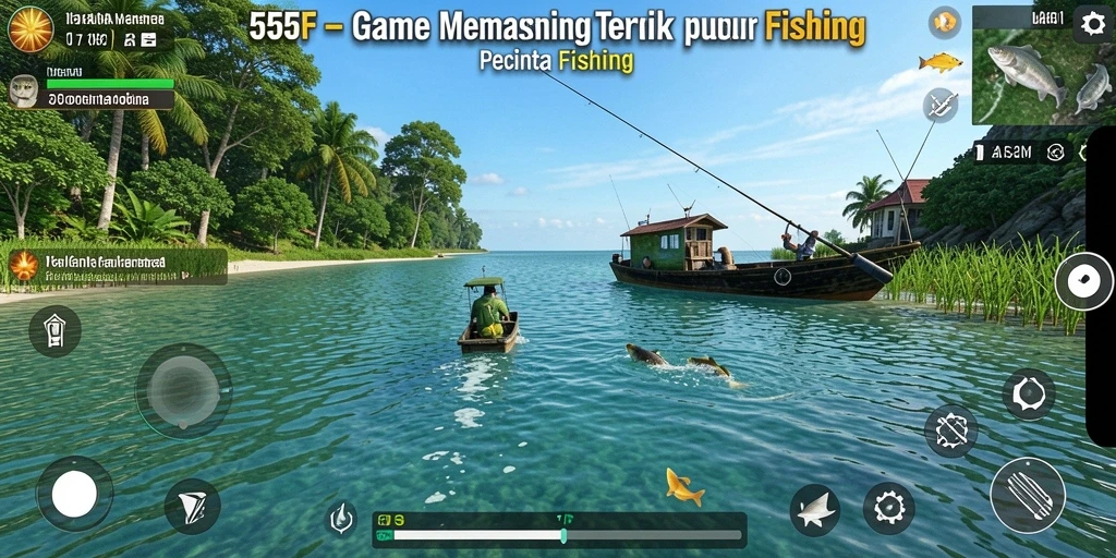 Gameplay Fishing menampilkan pengalaman memancing yang mendebarkan.