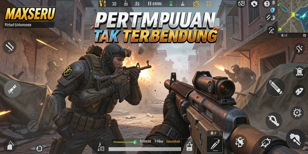 Tampilan gameplay yang intens dan penuh aksi di MAXSERU.