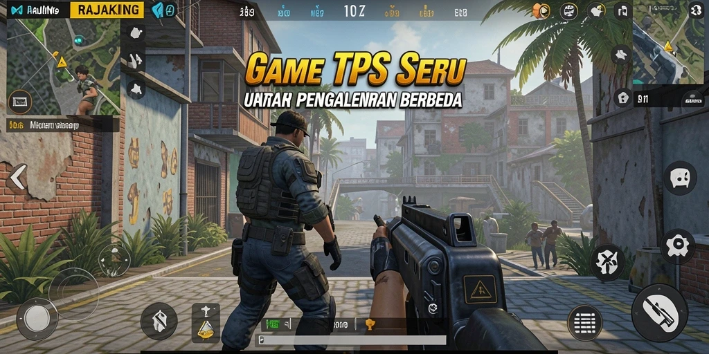 Screenshot gameplay RAJAKING menunjukkan aksi tembak-menembak yang seru.