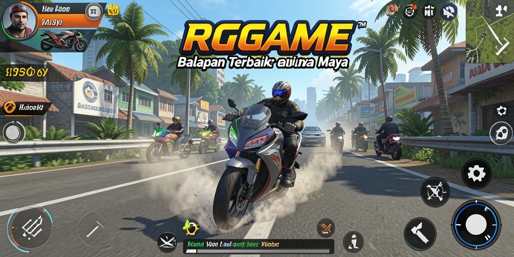 Tampilan gameplay RPGAME menunjukkan aksi balapan motor yang seru.